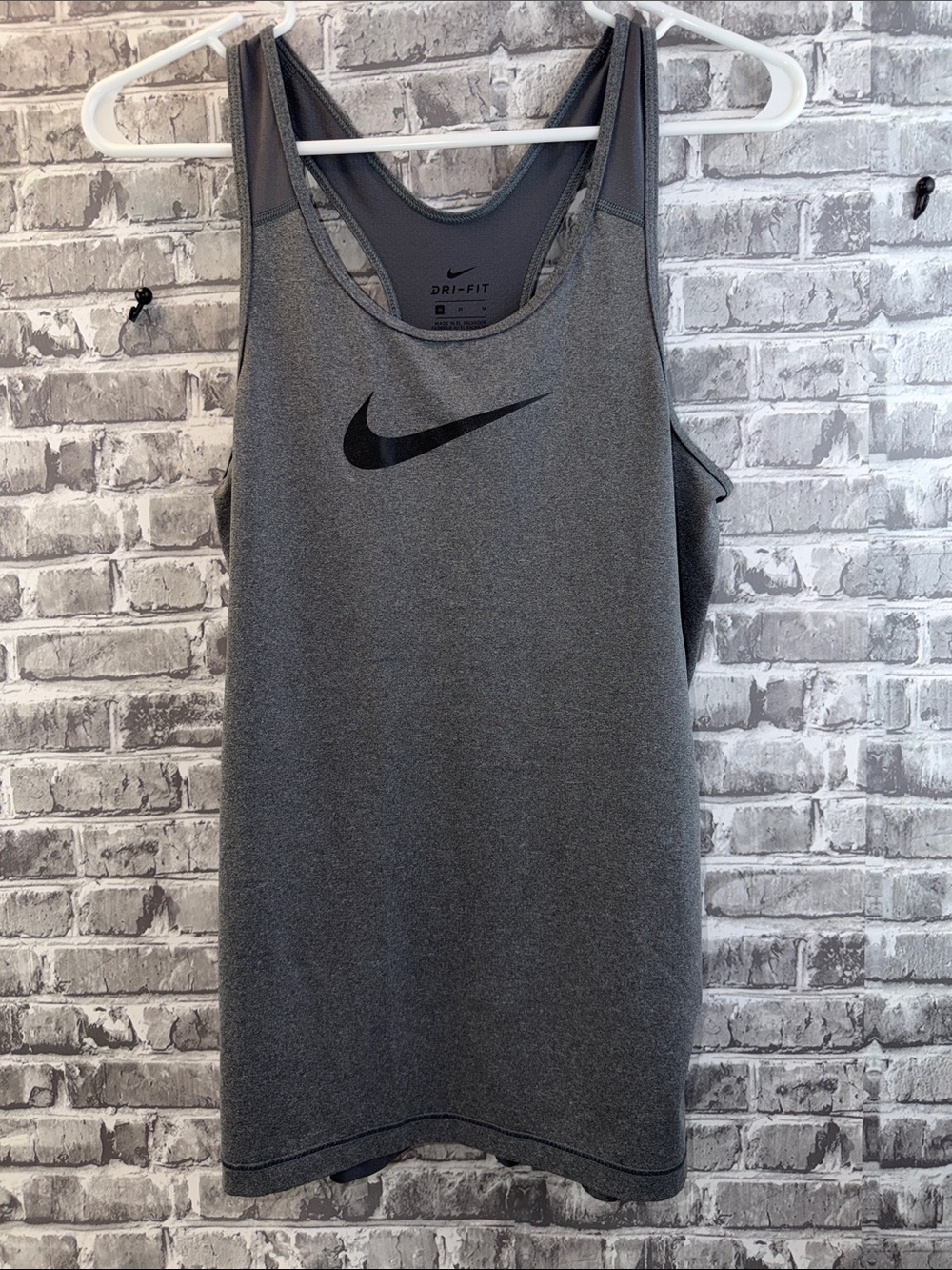 Nike Gray and Black‎ Dri-FIT Athletic Tank Top